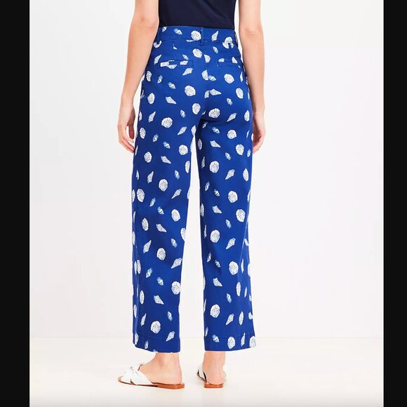 ❤️ $75 ❤️ NWT LOFT Palmer Wide Leg Crop Pants in Shell Print - Picture 3 of 6